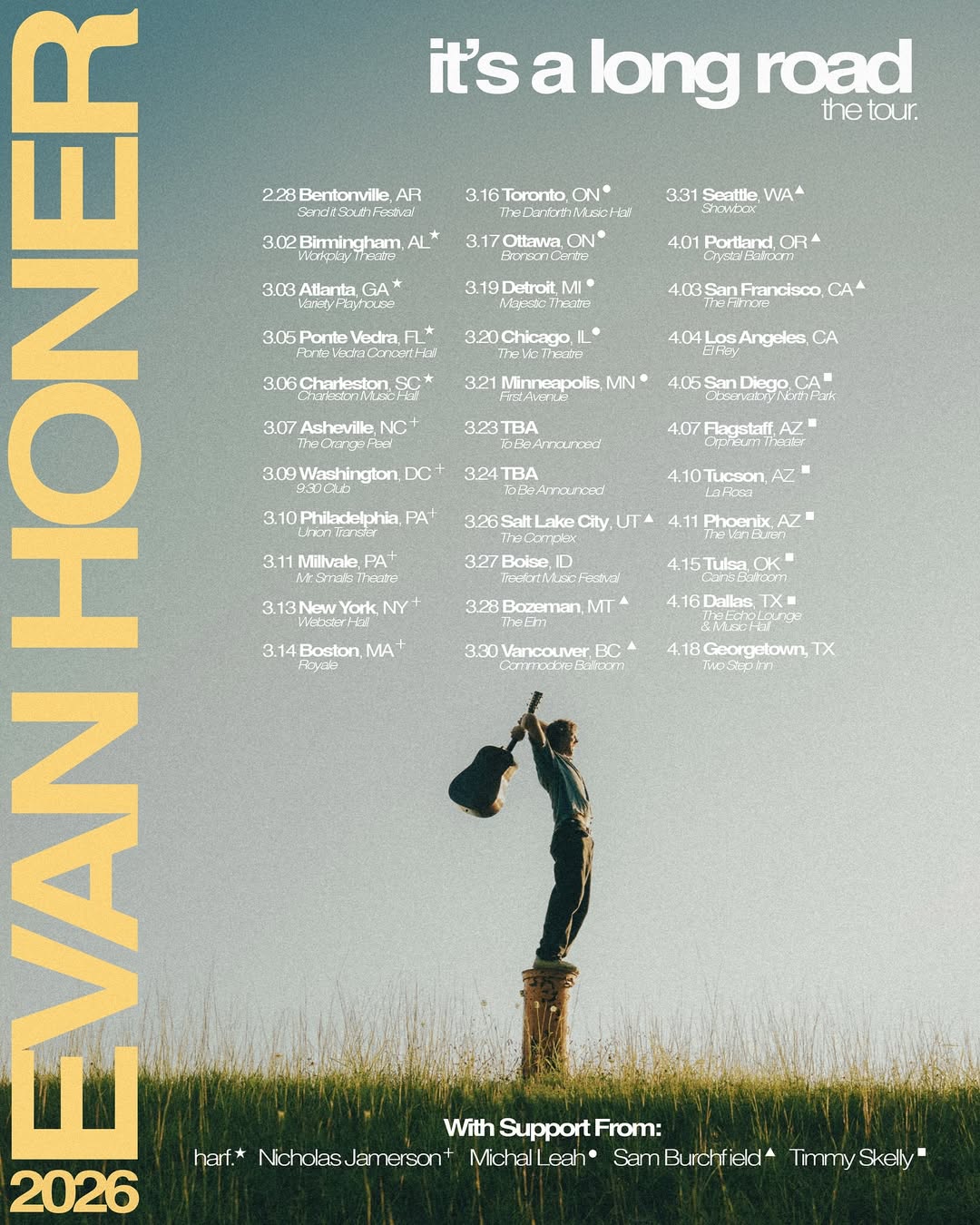 Evan Honer Its A Long Road Tour Poster 2026